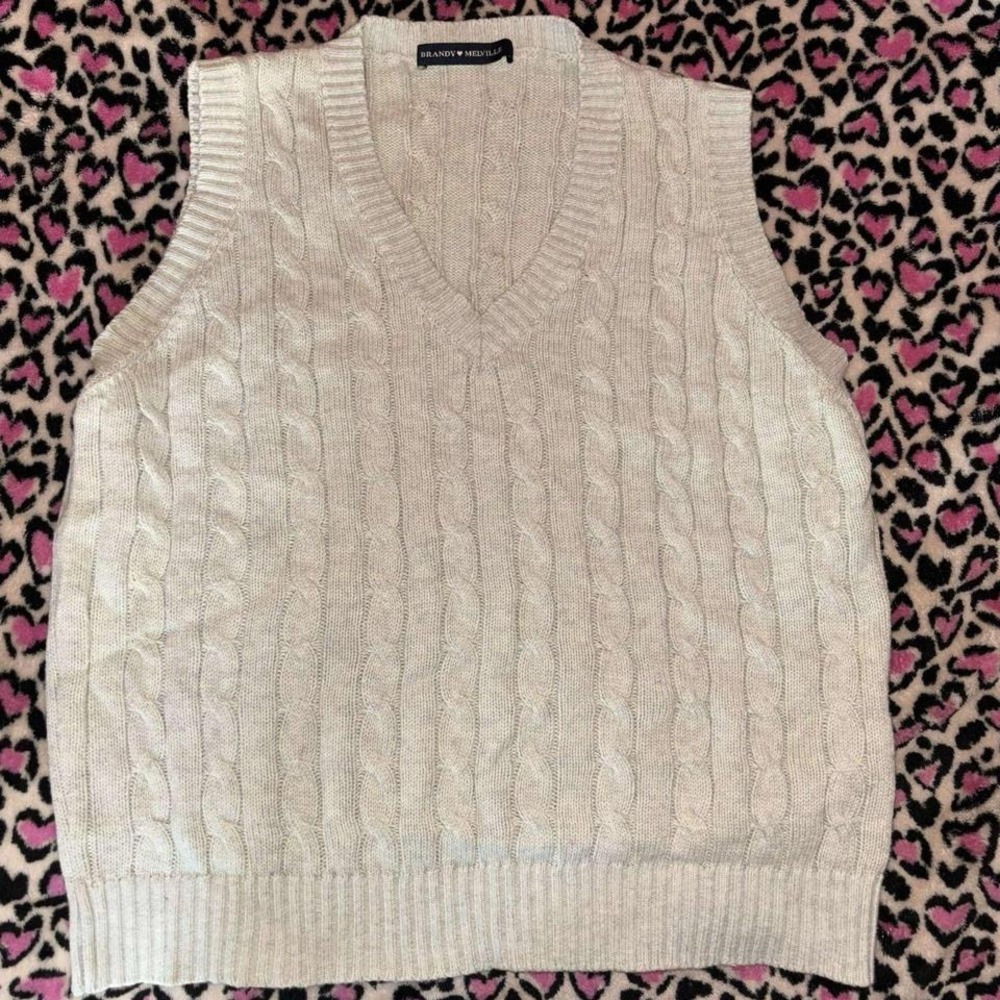 Brandy Melville light cream knitted vest